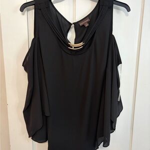 BOLD elements Black Blouse with Gold Accents